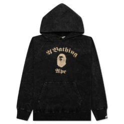 Over Dye Pullover Relaxed Fit Hoodie - Black