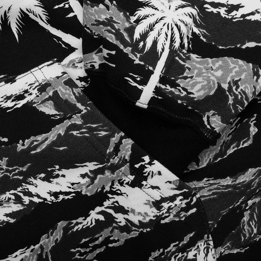 Palm Tree Camo Relaxed Fit Shark Full Zip Hoodie - Black 9 Palm Tree Camo Relaxed Fit Shark Full Zip Hoodie - Black - Image 7