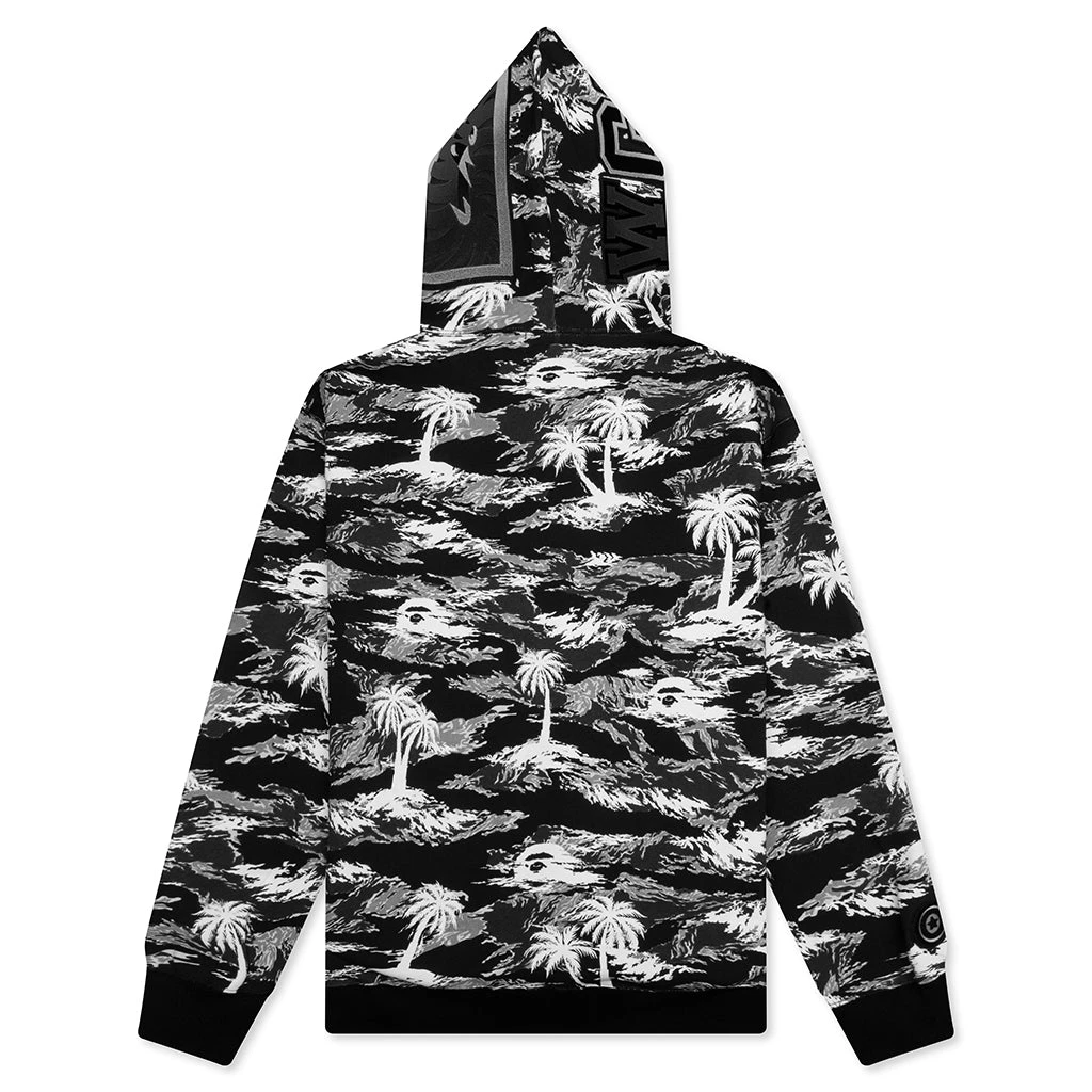 Palm Tree Camo Relaxed Fit Shark Full Zip Hoodie - Black 4 Palm Tree Camo Relaxed Fit Shark Full Zip Hoodie - Black - Image 2