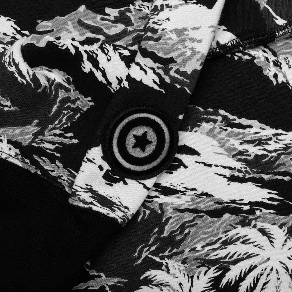 Palm Tree Camo Relaxed Fit Shark Full Zip Hoodie - Black 7 Palm Tree Camo Relaxed Fit Shark Full Zip Hoodie - Black - Image 5