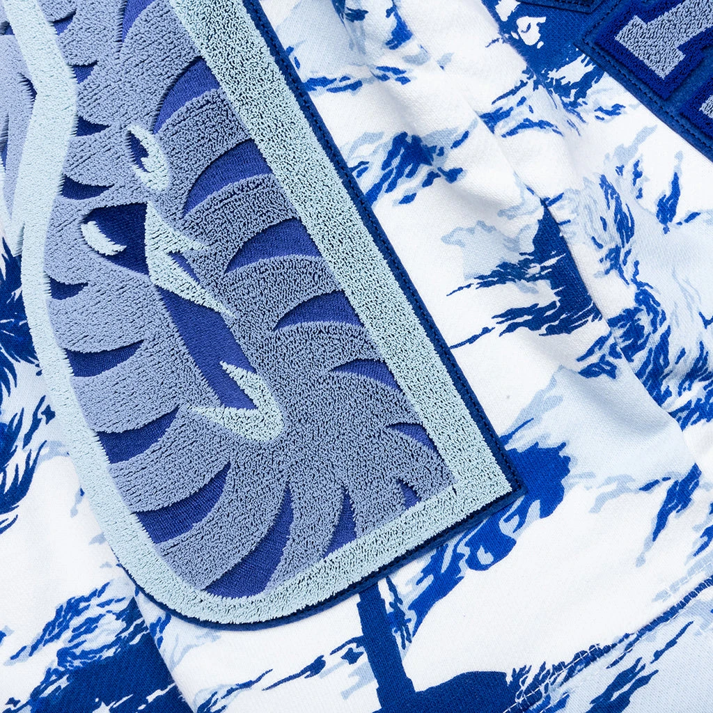 Palm Tree Camo Relaxed Fit Shark Full Zip Hoodie - Blue 8 Palm Tree Camo Relaxed Fit Shark Full Zip Hoodie - Blue - Image 6