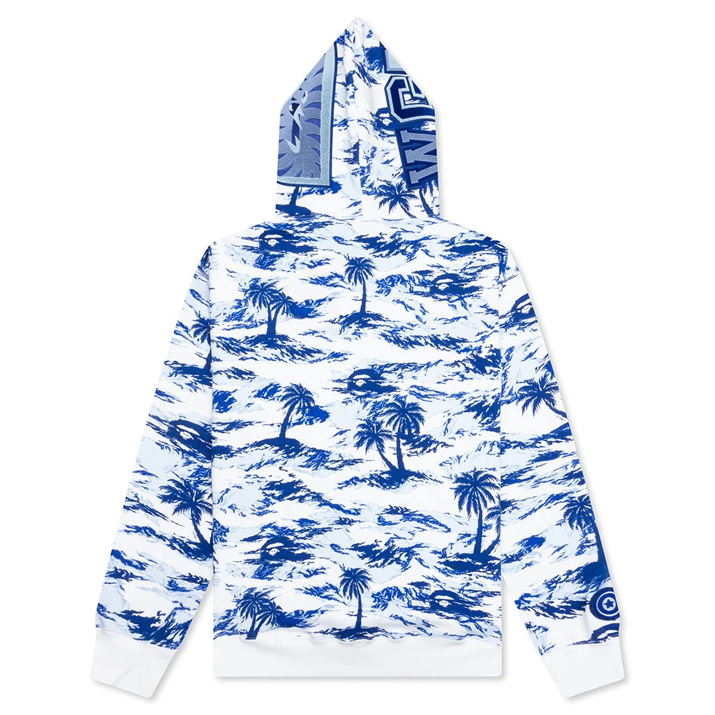 Palm Tree Camo Relaxed Fit Shark Full Zip Hoodie - Blue 4 Palm Tree Camo Relaxed Fit Shark Full Zip Hoodie - Blue - Image 2
