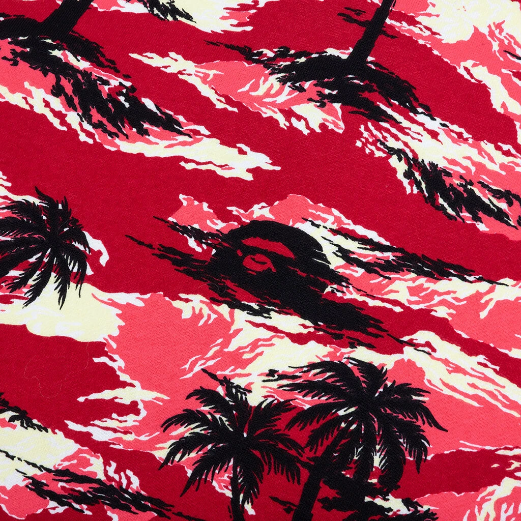 Palm Tree Camo Relaxed Fit Shark Full Zip Hoodie - Red 5 Palm Tree Camo Relaxed Fit Shark Full Zip Hoodie - Red - Image 3