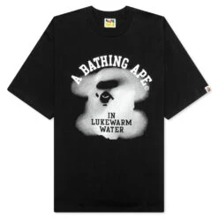 Water Print College Logo Relaxed Fit Tee - Black